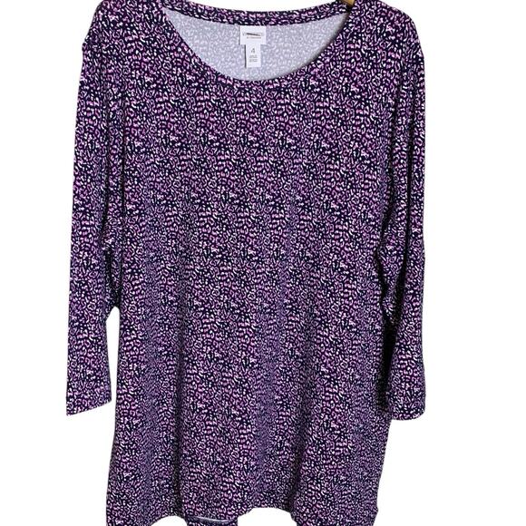 Chico's Tops - Chico's Top NWT Women's Sz 4 (2x) Speckled Animal Print Scoop Neck Pouting Plum
